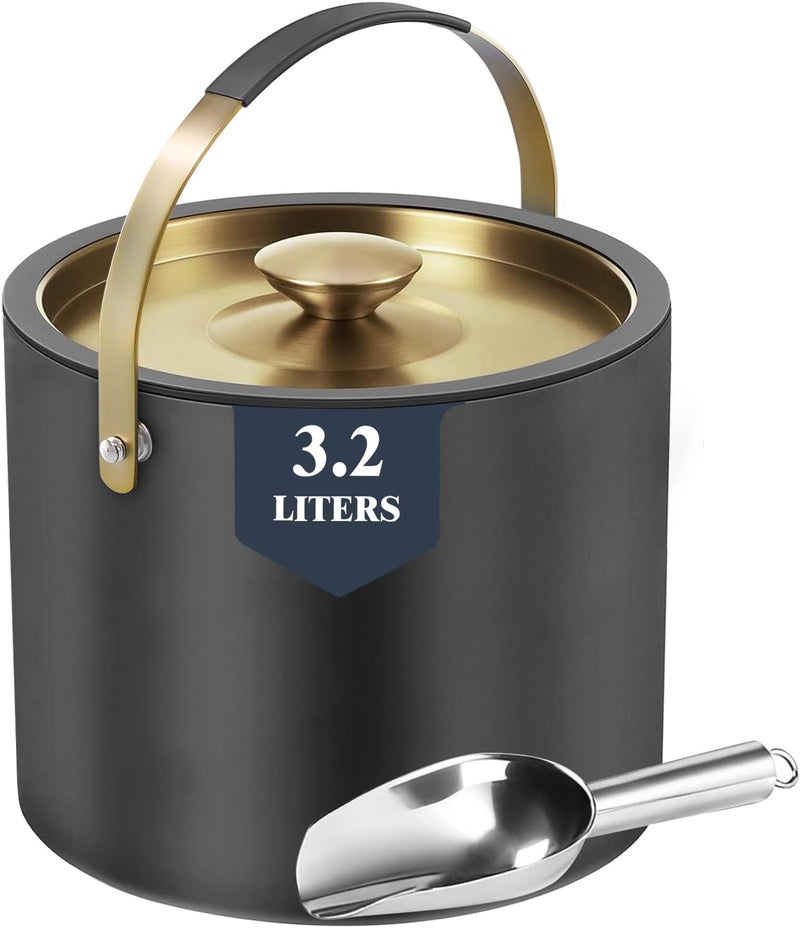 Five Home 3.2L Insulated Ice Buckets for Parties, Elegant Double Wall Stainless Steel Champagne Buckets with Lid & Scoop,Ideal for Cocktail Bar, Chilling Wine, Champagne - Image 1